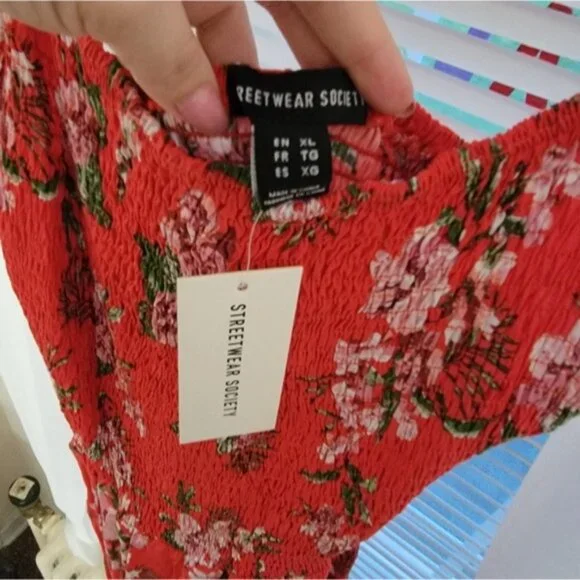 Streetwear Society Floral Red Sundress Size XL - Picture 2 of 4